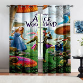 Alice's Adventures In Wonderland Curtains Blackout Window Treatments Drapes Room Decor